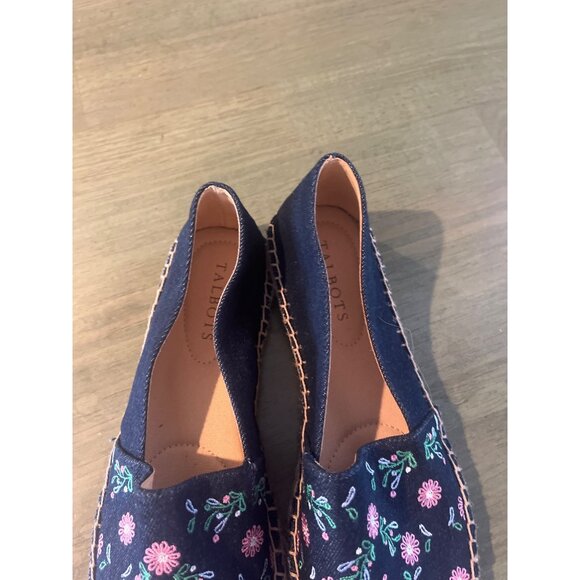 Talbots Womens Floral Embroidered Espadrille Flats Navy Blue Size 7.5 - Picture 3 of 6